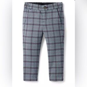 Janie and Jack Blue Plaid Pants with Burgundy and navy Accents
